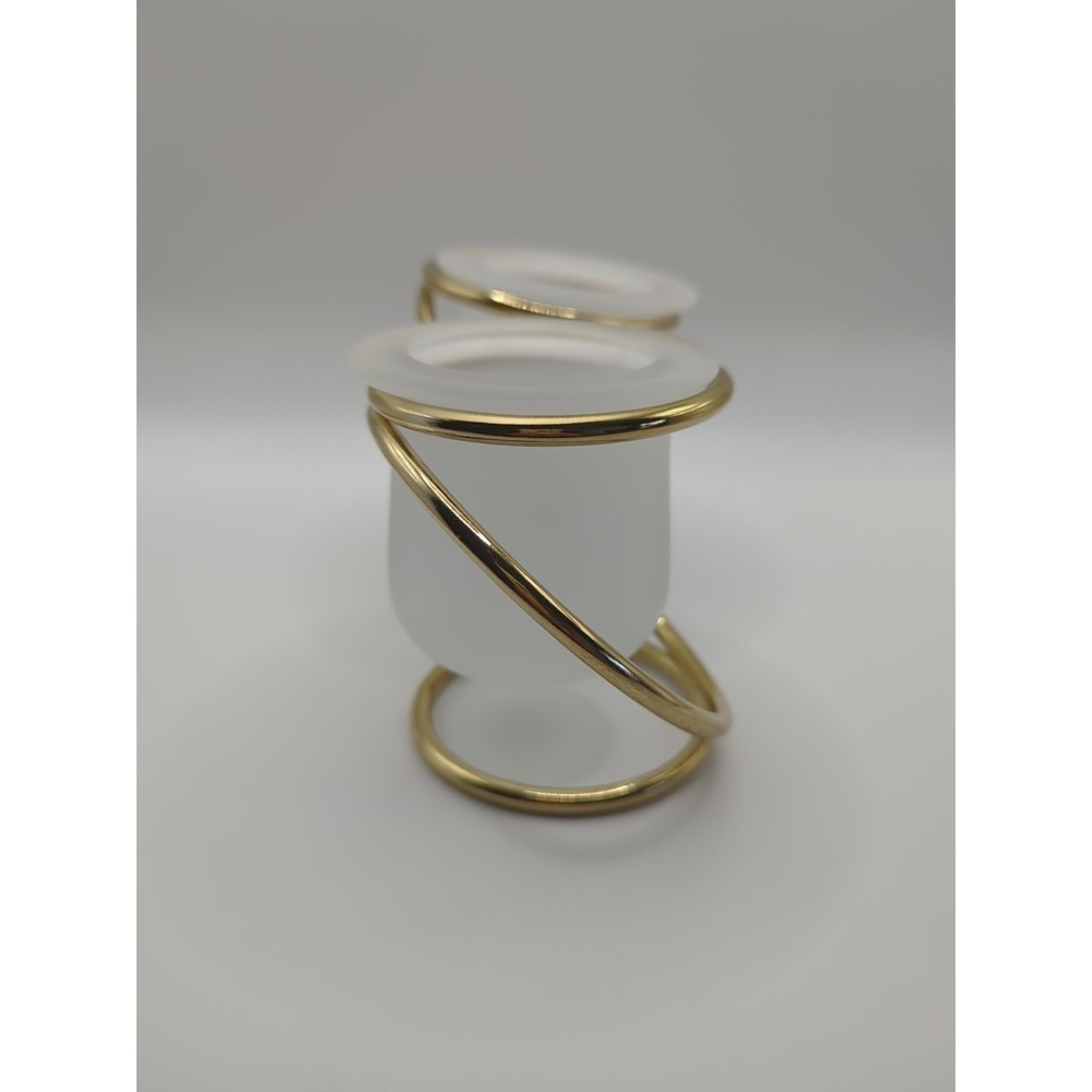 Party Lite Gold Gemini Double Frosted Votive Candle Holder w/Interlocking Rings - Picture 3 of 8